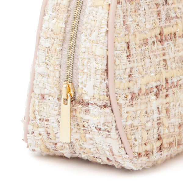 ツイードファー ポーチ S ライトピンク