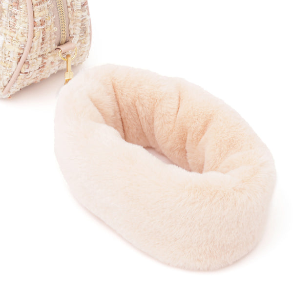 ツイードファー ポーチ S ライトピンク