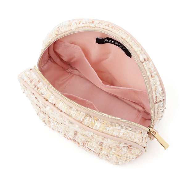 ツイードファー ポーチ S ライトピンク