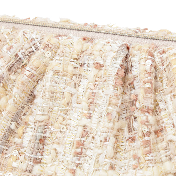 ツイードファー ワイヤーポーチ ライトピンク