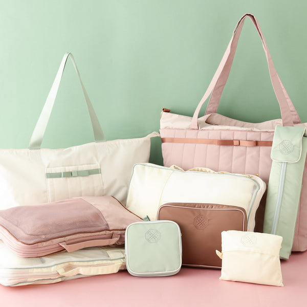 バイカラーサテン 圧縮オーガナイザー S ミント×アイボリー