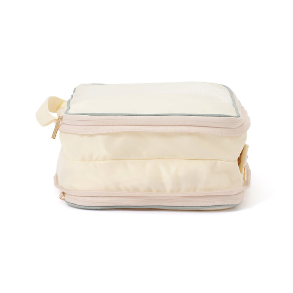 バイカラーサテン 圧縮オーガナイザー S ミント×アイボリー
