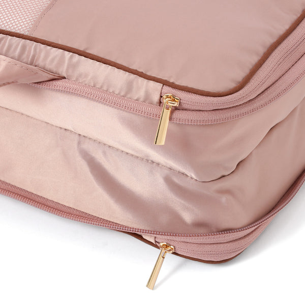 バイカラーサテン 圧縮オーガナイザー M ピンク×ブラウン