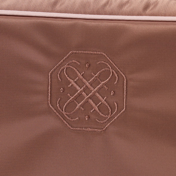 バイカラーサテン ハンギングポーチ L ピンク×ブラウン