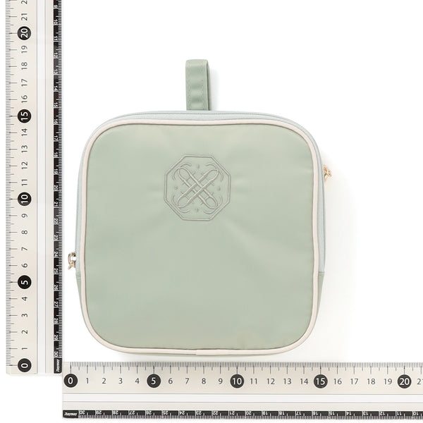 バイカラーサテン サニタリー圧縮ポーチ ミント×アイボリー