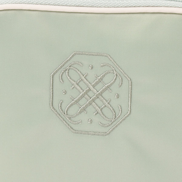 バイカラーサテン サニタリー圧縮ポーチ ミント×アイボリー