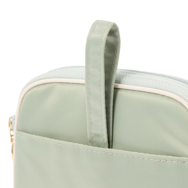 バイカラーサテン サニタリー圧縮ポーチ ミント×アイボリー