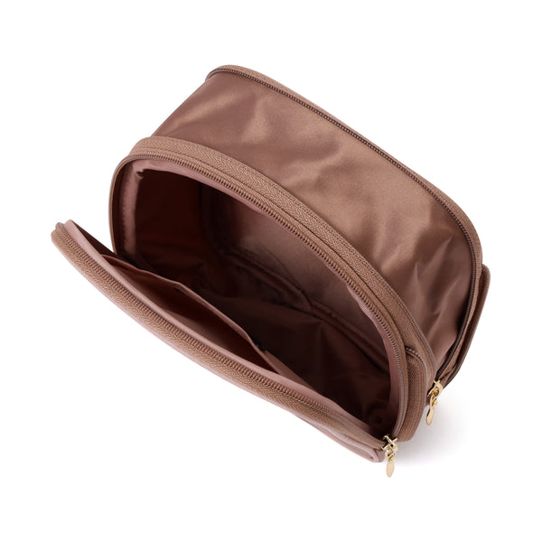 バイカラーサテン サニタリー圧縮ポーチ ピンク×ブラウン