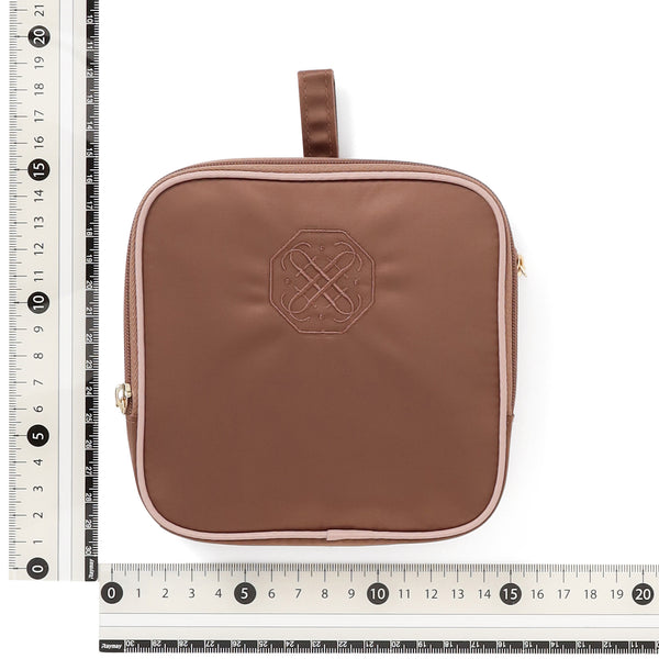 バイカラーサテン サニタリー圧縮ポーチ ピンク×ブラウン