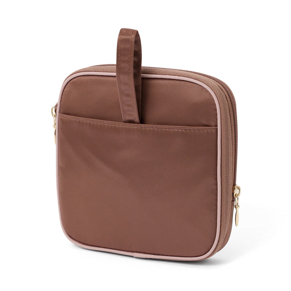 バイカラーサテン サニタリー圧縮ポーチ ピンク×ブラウン