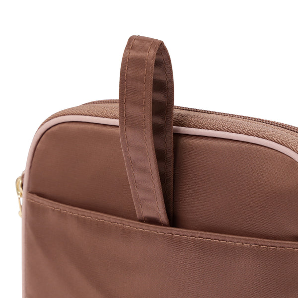 バイカラーサテン サニタリー圧縮ポーチ ピンク×ブラウン