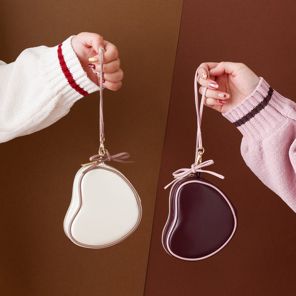 ハートシェイプ ミニポーチ ブラウン