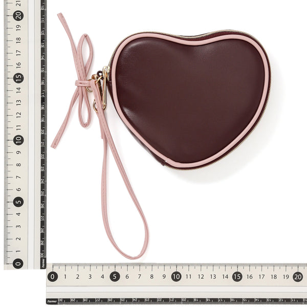 ハートシェイプ ミニポーチ ブラウン