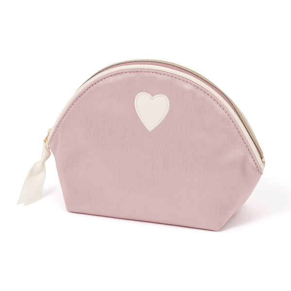 ハートワッペン サテンポーチ S ライトピンク