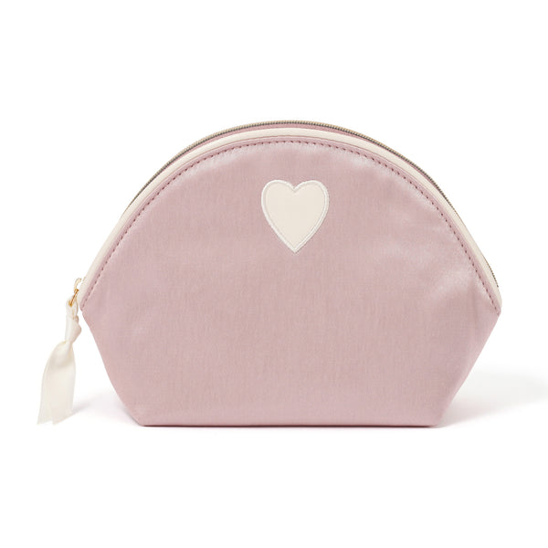 ハートワッペン サテンポーチ S ライトピンク