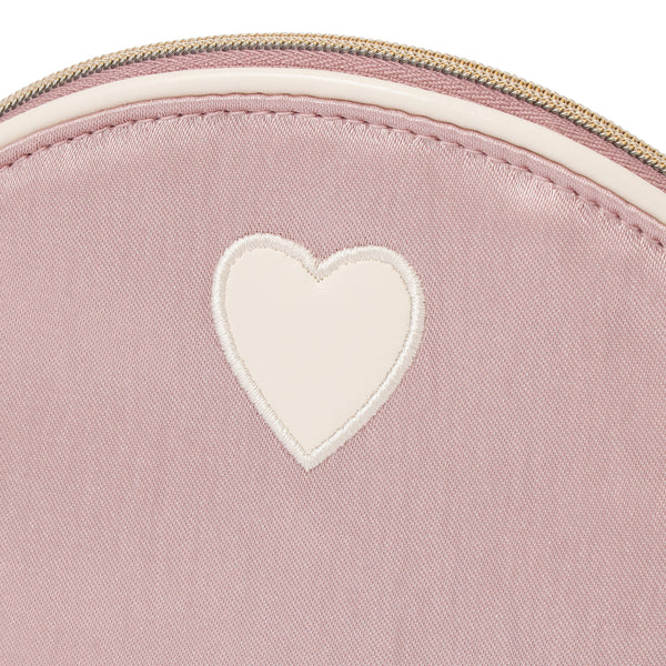 ハートワッペン サテンポーチ S ライトピンク