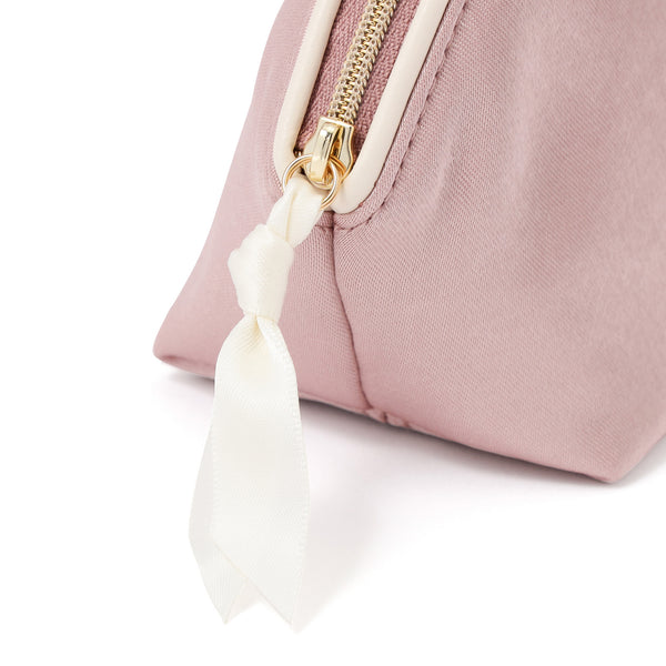 ハートワッペン サテンポーチ S ライトピンク