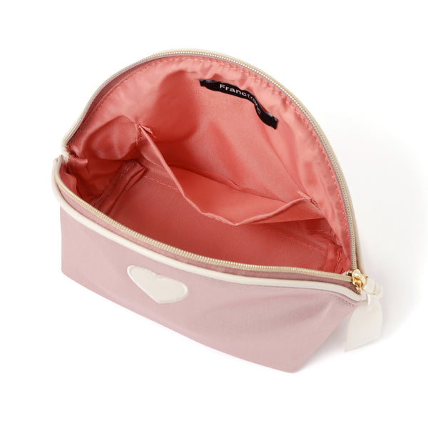 ハートワッペン サテンポーチ S ライトピンク