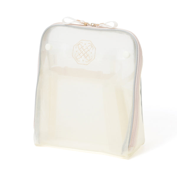 バイカラーサテン メッシュツールスタンドポーチ ミント×アイボリー