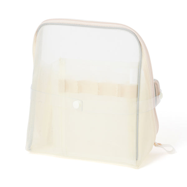 バイカラーサテン メッシュツールスタンドポーチ ミント×アイボリー