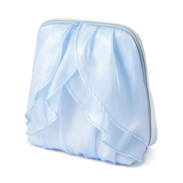 オーガンジーフラワー スタンドポーチ ライトブルー