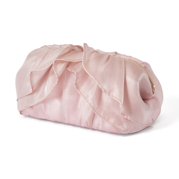 オーガンジーフラワー ワイヤーポーチ ピンク