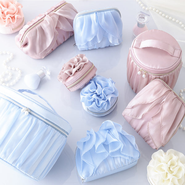 オーガンジーフラワー ワイヤーポーチ ライトブルー