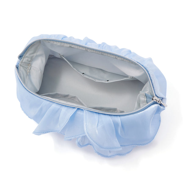 オーガンジーフラワー ワイヤーポーチ ライトブルー