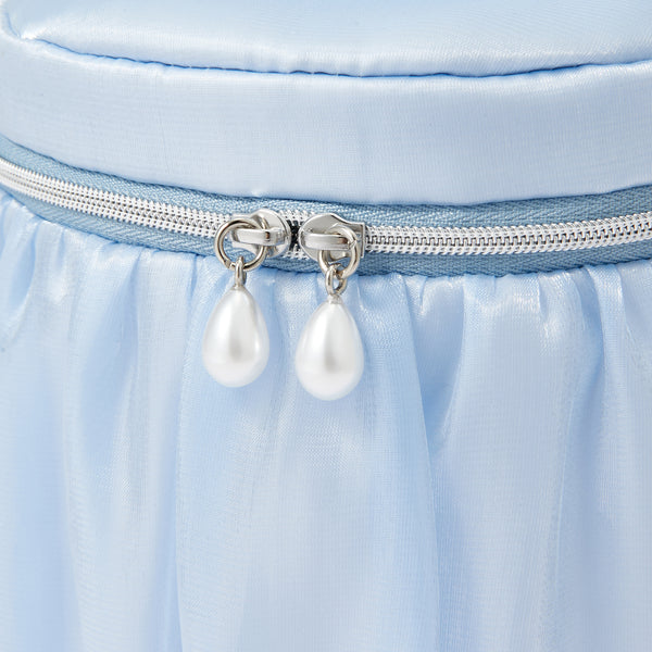 オーガンジーフラワー バニティポーチ S ライトブルー