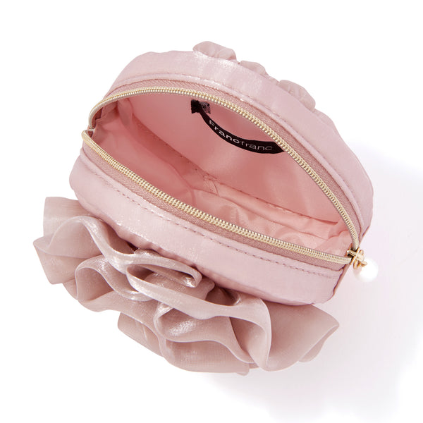 オーガンジーフラワー ミニポーチ ピンク