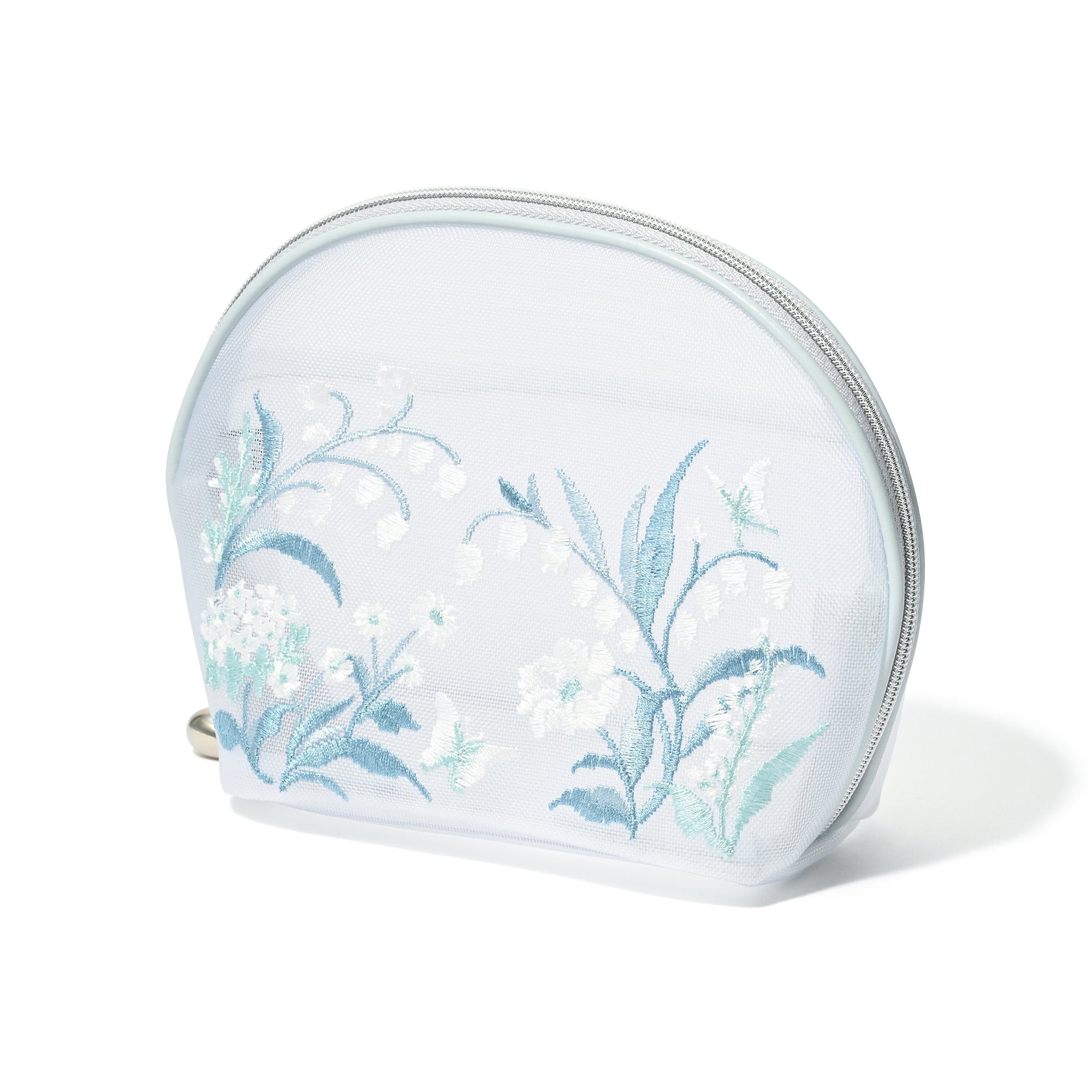 メッシュ エンブロイダリー ポーチ S ライトブルー