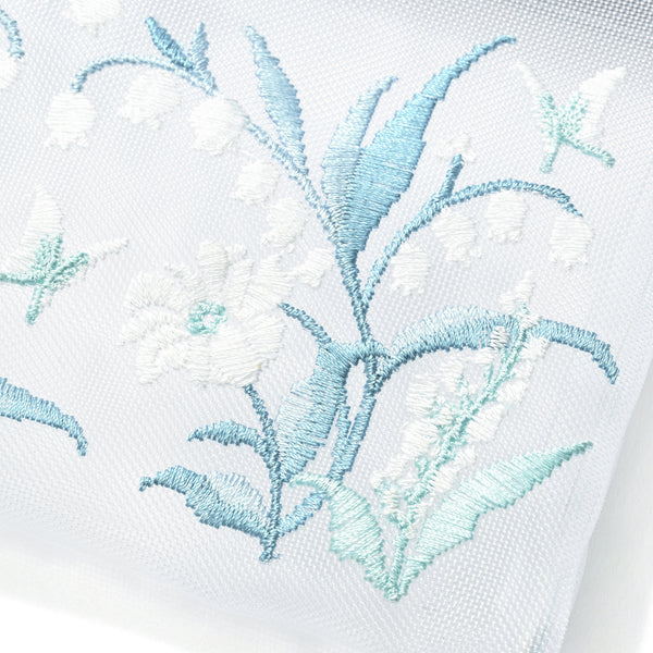 メッシュ エンブロイダリー ミニフラットポーチ ライトブルー