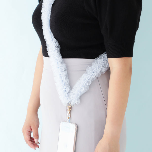 スマホストラップ チュール ブルー