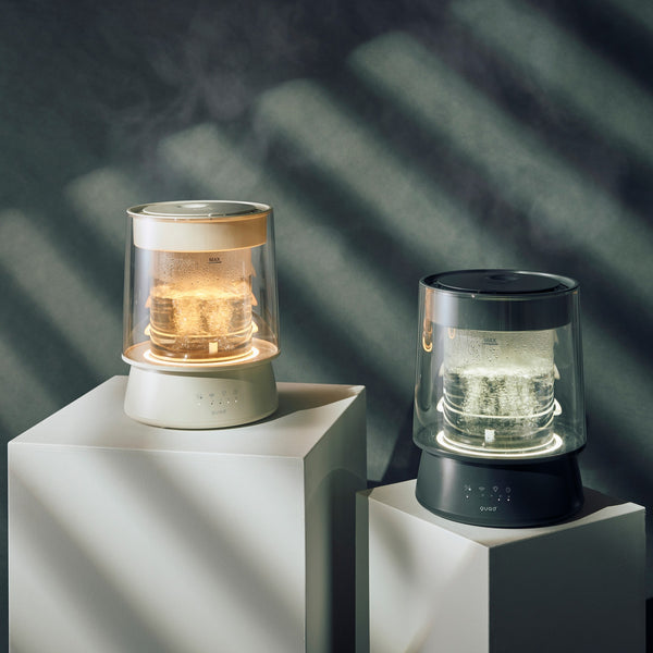 ハイパワーガラススチーム加湿器 GLASS アイボリー