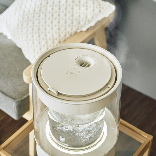 ハイパワーガラススチーム加湿器 GLASS アイボリー