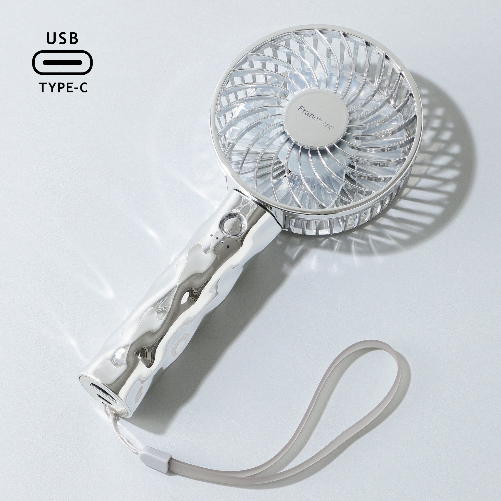 2025年 フランフラン ハンディファン ウェーブ Type-Cシルバー 2025年モデル】フレ ハンディファン ウェーブ シルバー