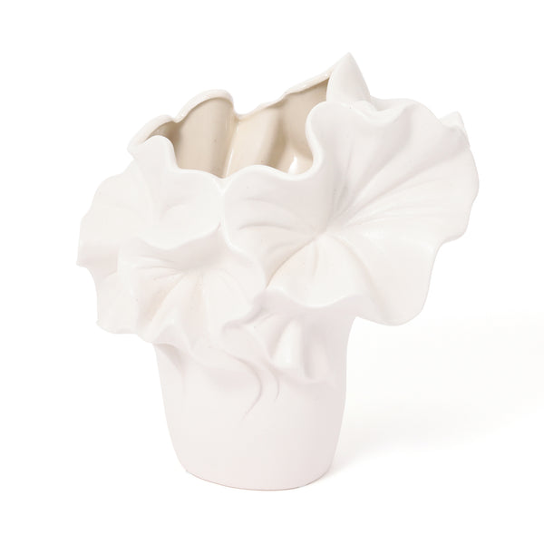 セラミック ラッフル フラワーベース M ホワイト