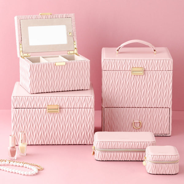 EC限定・アウトレット品】エンボス ジュエリーボックス L ピンク