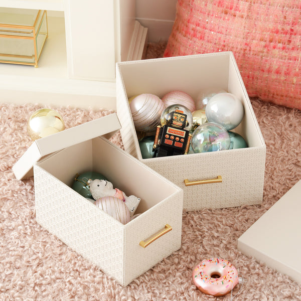 エンボス ボックス L アイボリー