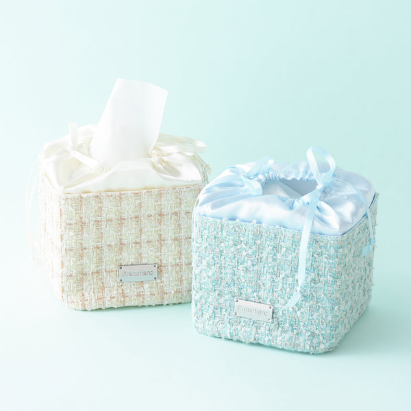 コンパクト ツイードティッシュカバー アイボリー