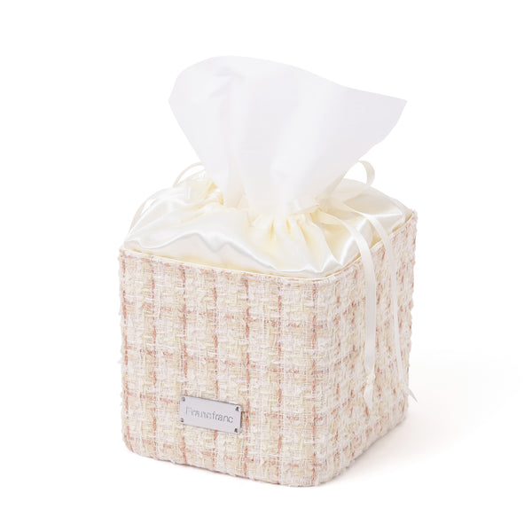 コンパクト ツイードティッシュカバー アイボリー