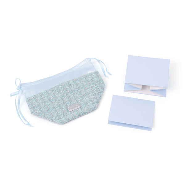 コンパクト ツイードティッシュカバー ブルー