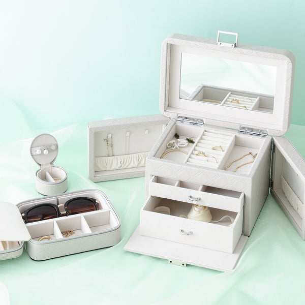 キルト ジュエリーボックス  グレー