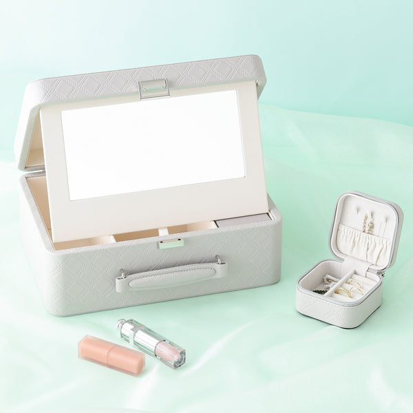 キルト トラベルジュエリーボックス S グレー