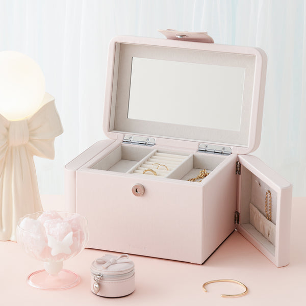 Francfranc ピンク ジュエリーボックス ミラー付き リボン ジュエリーボックス ライトピンク | Francfranc（フランフラン