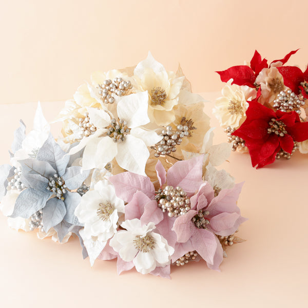 アートフラワー ポインセチア ブッシュ ライトブルー