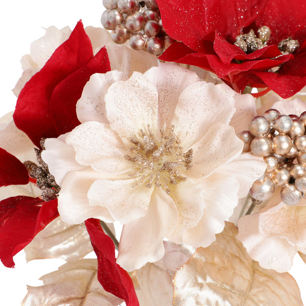 【一点物現代アート】ポインセチア【S2号】 アートフラワー ポインセチア ブッシュ レッド | Francfranc