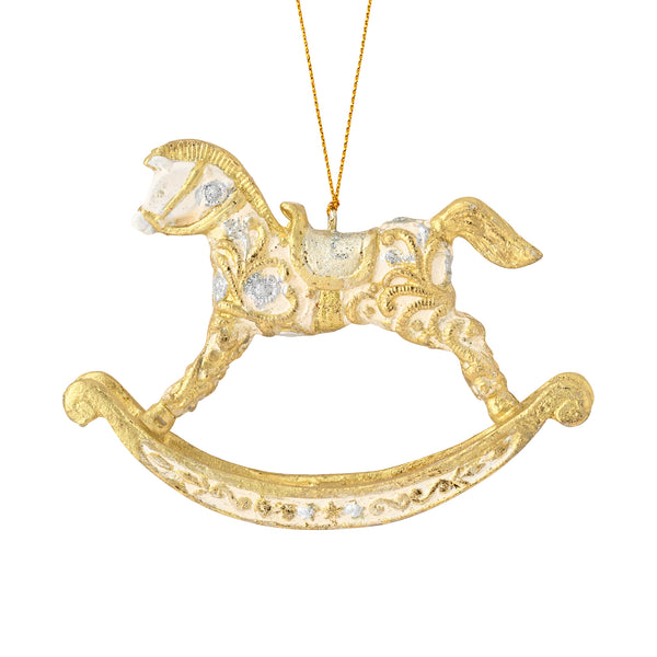 レジンオーナメント ロッキングホース ホワイト