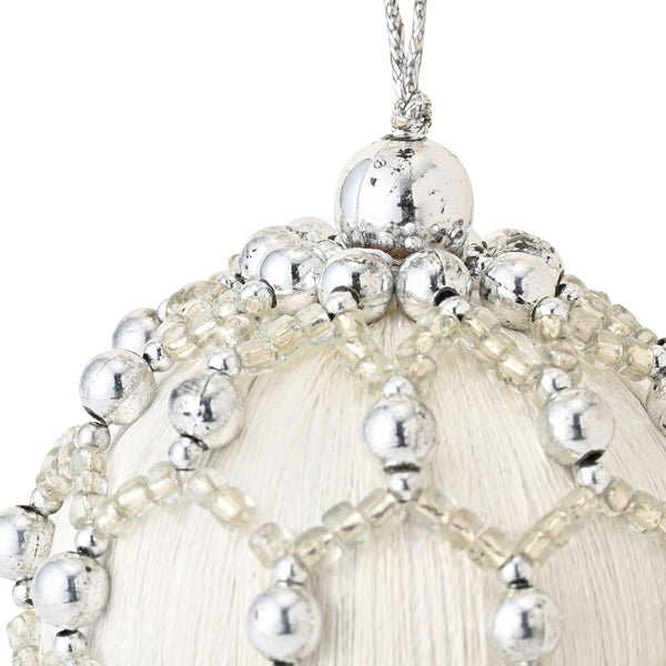 タッセルオーナメント ビーズ シルバー