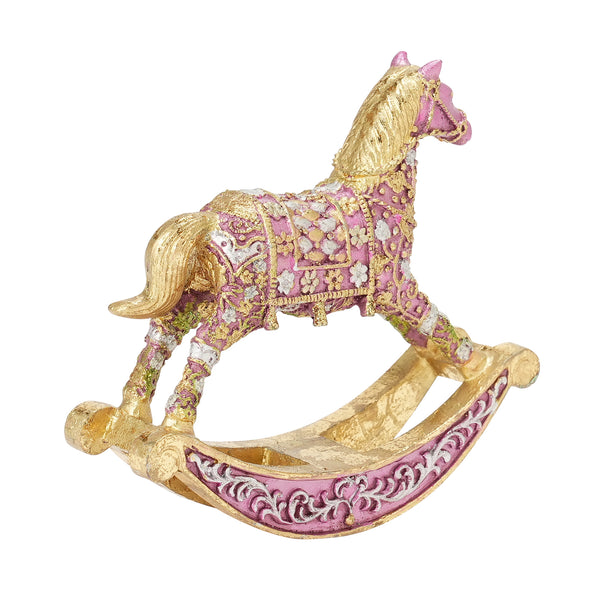 緑色 ガラス製 ロッキングホース 置物 緑色 ガラス製 ロッキングホース